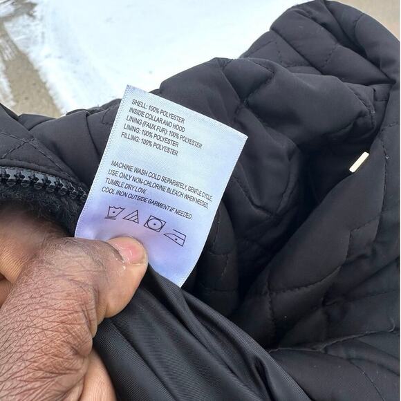 Laundry by Shelli Segal Women’s Quilted Winter Jacket With Hood Size Large Black - Picture 10 of 14